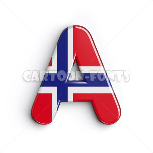 Norwegian flag font A - Large 3d letter - Cartoon fonts
