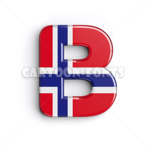 Flag of Norway character B - Uppercase 3d letter - Cartoon fonts