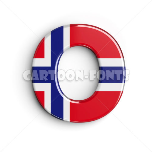 Flag of Norway character O - Upper-case 3d letter - Cartoon fonts