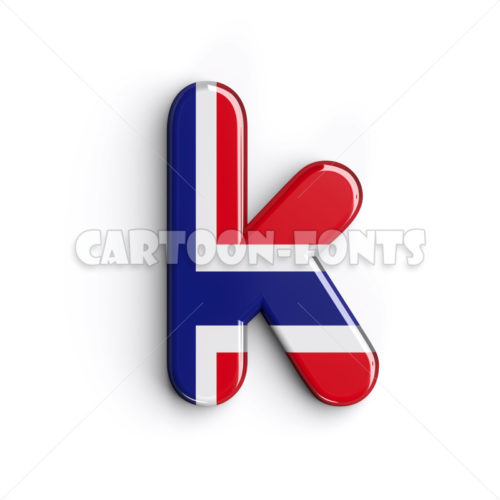 Flag of Norway font K - Minuscule 3d character - Cartoon fonts