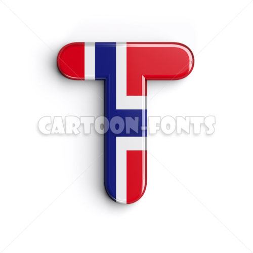 Flag of Norway font T - large 3d character - Cartoon fonts