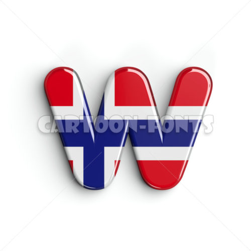 Flag of Norway font W - Small 3d letter - Cartoon fonts