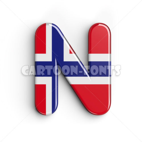 Norway character N - Upper-case 3d font - Cartoon fonts