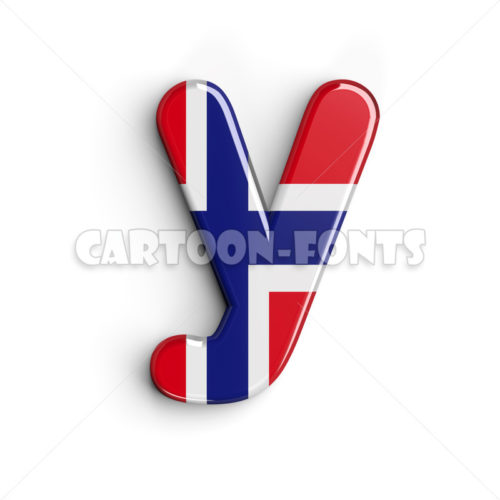 Norway font Y - Minuscule 3d character - Cartoon fonts