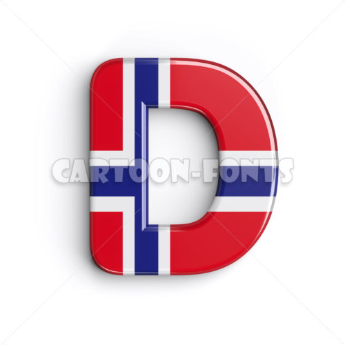 Norway letter D - Large 3d font - Cartoon fonts