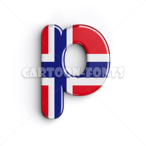 Norway letter P - Lower-case 3d character - Cartoon fonts