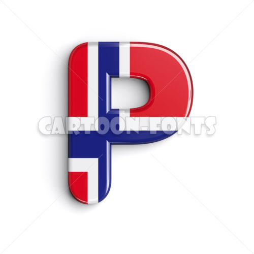 Norway letter P - large 3d character - Cartoon fonts