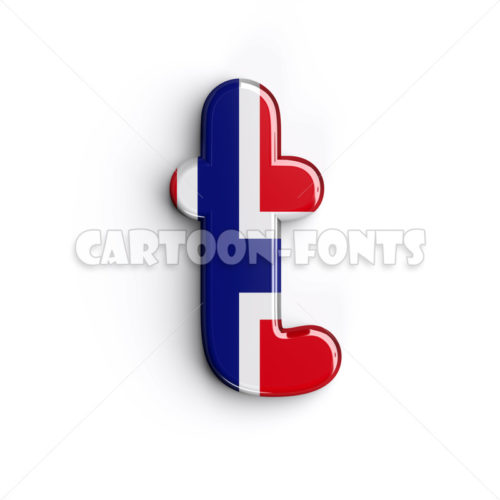 Norway letter T - lowercase 3d letter - Cartoon fonts