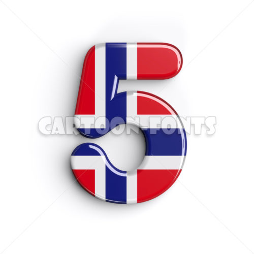 Norway numeral 5 - 3d digit - Cartoon fonts