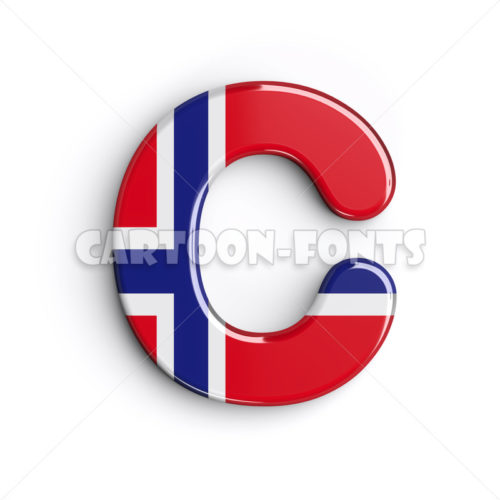 Norwegian flag character C - Uppercase 3d font - Cartoon fonts