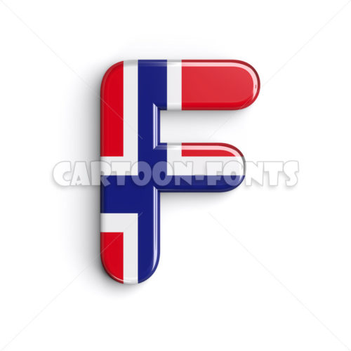 Norwegian flag character F - Large 3d letter - Cartoon fonts