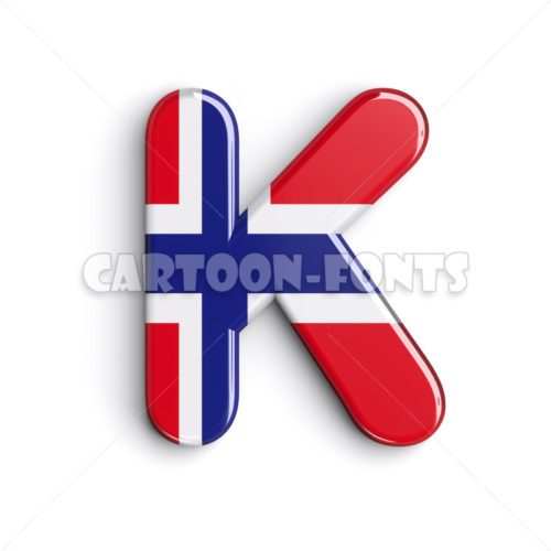 Norwegian flag character K - Uppercase 3d letter - Cartoon fonts
