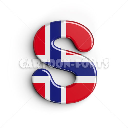 Norwegian flag character S - large 3d font - Cartoon fonts