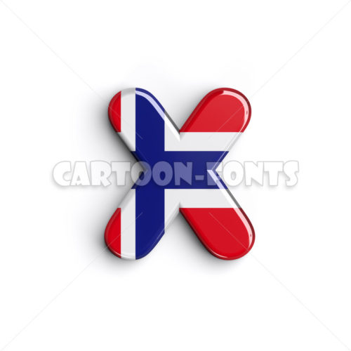 Norwegian flag character X - lowercase 3d font - Cartoon fonts