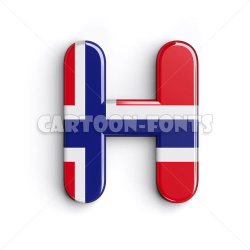 Norwegian flag font H - Capital 3d letter - Cartoon fonts