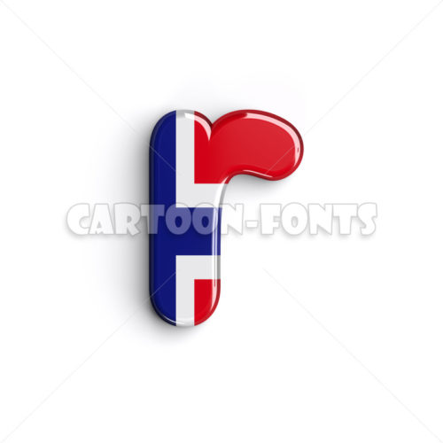 Norwegian flag font R - Lowercase 3d character - Cartoon fonts