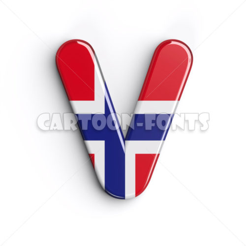 Norwegian flag font V - large 3d letter - Cartoon fonts