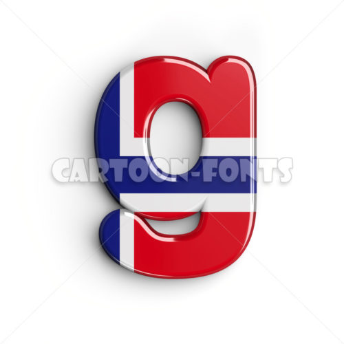 Norwegian flag letter G - Minuscule 3d font - Cartoon fonts
