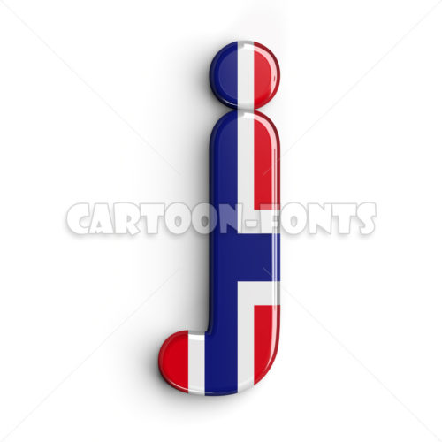 Norwegian flag letter J - small 3d character - Cartoon fonts