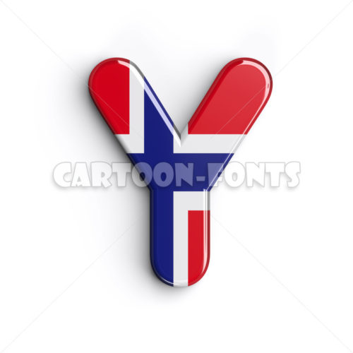 Norwegian flag letter Y - Upper-case 3d font - Cartoon fonts