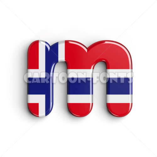 Patriotic Norway character M - Lower-case 3d font - Cartoon fonts