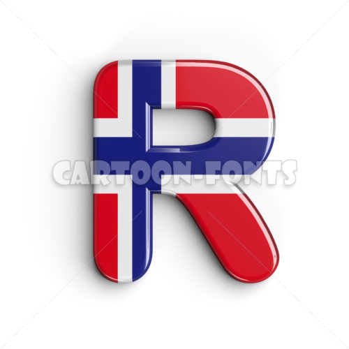 Patriotic Norway character R - Upper-case 3d letter - Cartoon fonts