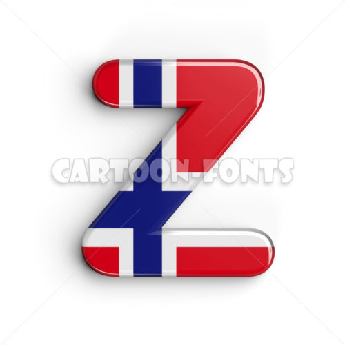 Patriotic Norway character Z - large 3d letter - Cartoon fonts