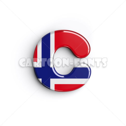 Patriotic Norway letter C - Lower-case 3d font - Cartoon fonts