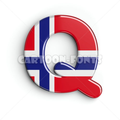 Patriotic Norway letter Q - capital 3d font - Cartoon fonts