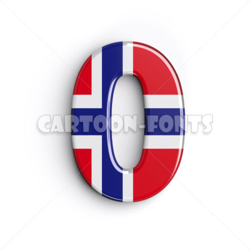 Patriotic Norway numeral 0 - 3d number - Cartoon fonts