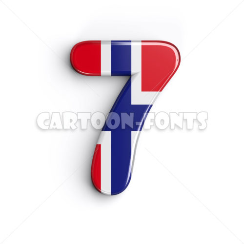 Patriotic Norway numeral 7 - 3d digit - Cartoon fonts