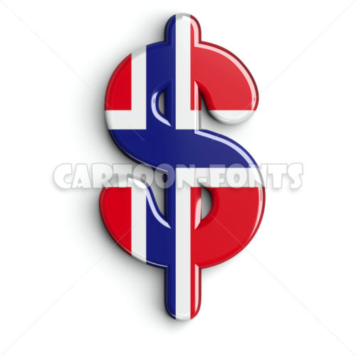 Patriotic Norway dollar money - 3d Currency symbol - Cartoon fonts