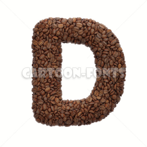 Coffee letter D - Large 3d font - Cartoon fonts