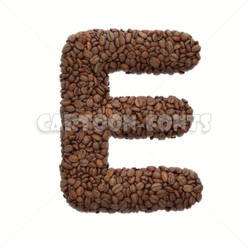 Coffee font E - Uppercase 3d character - Cartoon fonts