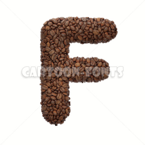 roasted beans character F - Large 3d letter - Cartoon fonts