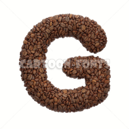 roasted beans letter G - Uppercase 3d character - Cartoon fonts