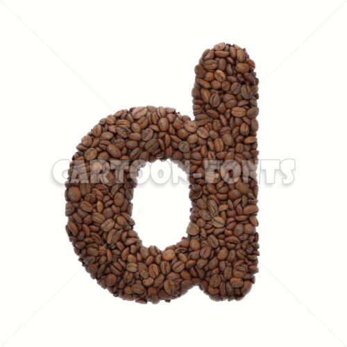Coffee character D - Lower-case 3d letter - Cartoon fonts