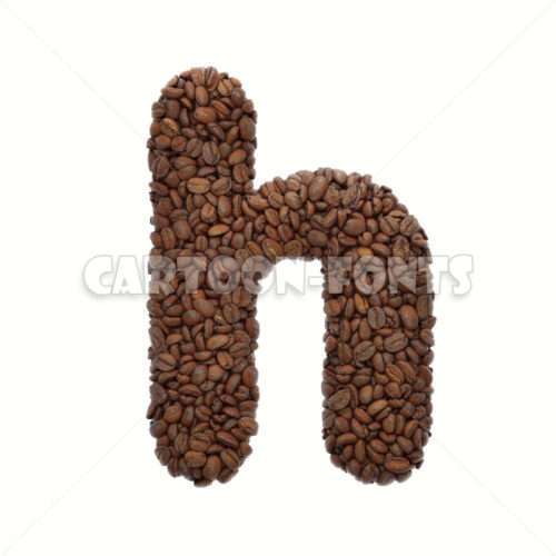 Coffee character H - Lowercase 3d font - Cartoon fonts