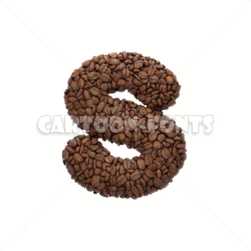 Coffee character S - Small 3d letter - Cartoon fonts