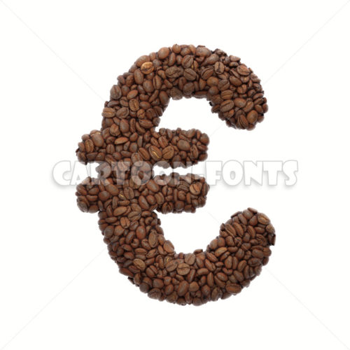 Coffee euro Money - 3d Money symbol - Cartoon fonts