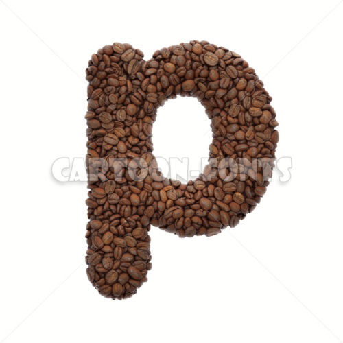 Coffee letter P - Lower-case 3d character - Cartoon fonts
