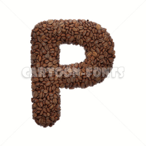 Coffee letter P - large 3d character - Cartoon fonts