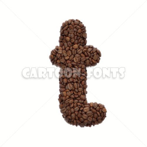 Coffee letter T - lowercase 3d letter - Cartoon fonts