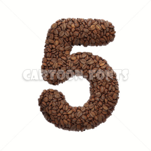 Coffee numeral 5 - 3d digit - Cartoon fonts