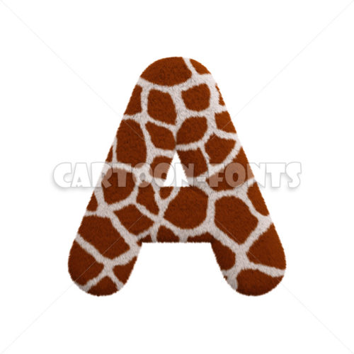 Giraffe fur font A - Large 3d letter - Cartoon fonts