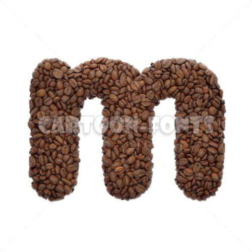 coffee beans character M - Lower-case 3d font - Cartoon fonts