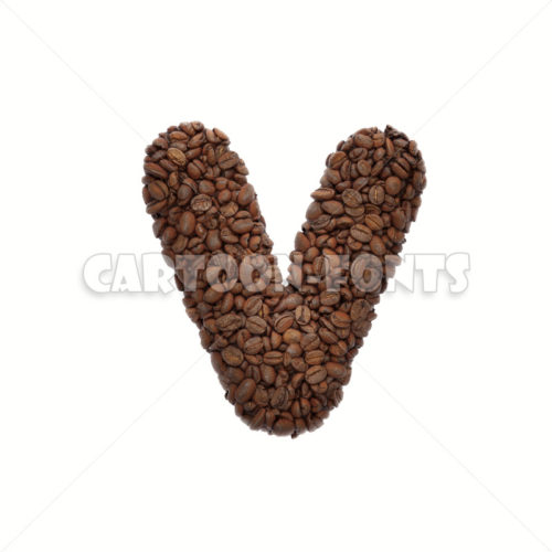 coffee beans character V - Minuscule 3d font - Cartoon fonts