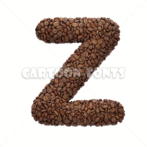 coffee beans character Z - large 3d letter - Cartoon fonts