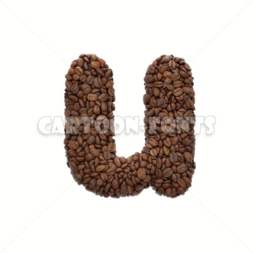coffee beans font U - lowercase 3d character - Cartoon fonts