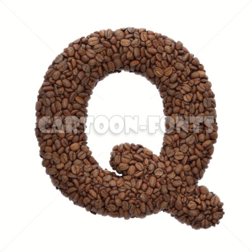 coffee beans letter Q - capital 3d font - Cartoon fonts